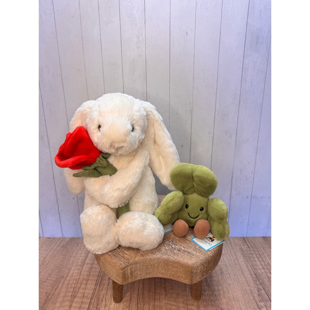 Jellycat Bundle Set of 2 Authentic Blossom Cream Bunny Rose Siofra Shamrock